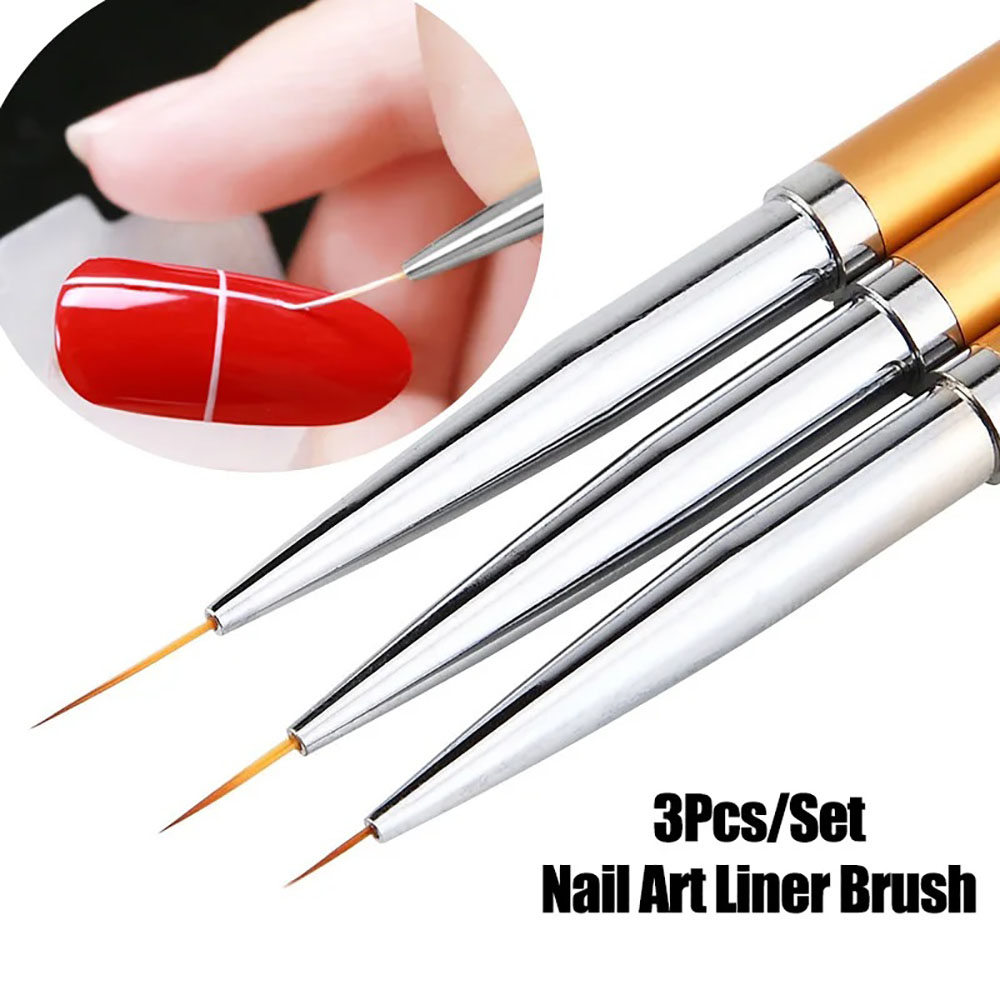 Detailing Brush Set - 3-teiliges Gold-Nail-Art-Streifenpinsel-Set im Französischen Stil für