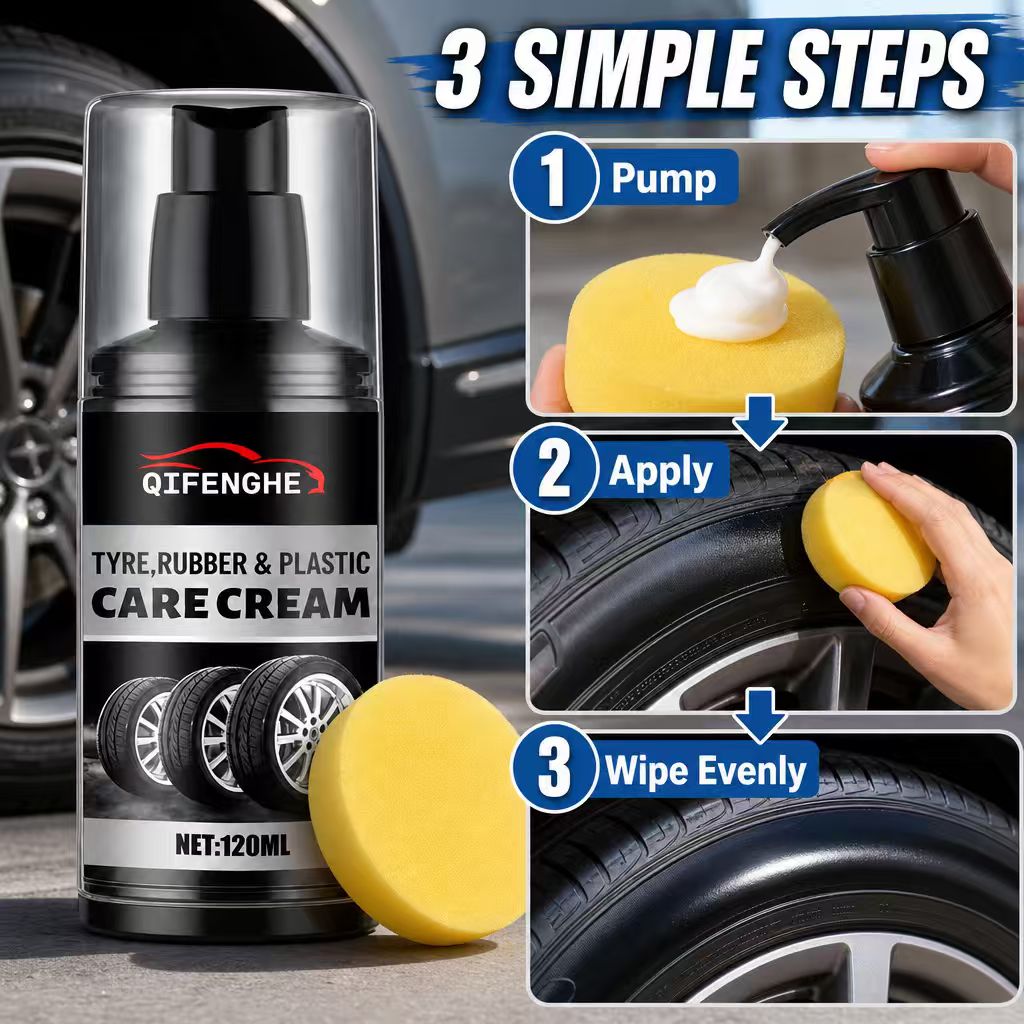 Trim Restorer Plastic - Reifen-Gummi-Kunststoff-Pflegecreme 120ml Autoreifen-Glanz Auto-Zierleisten-Restaurator Poliermittel mit