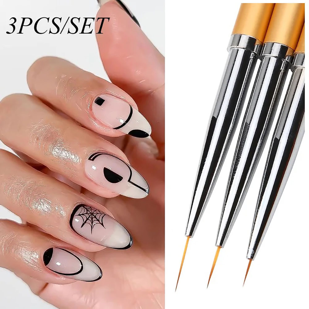 3-teiliges Gold-Nail-Art-Strei – Detailing Brush Set Bewertung und Preis
